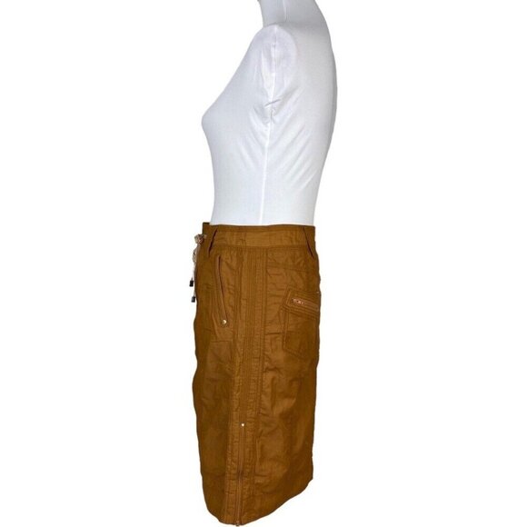 Etcetera Women’s Orange Nylon Drawstring Zip Slit Business Casual Skirt 2/W29‎ - Picture 3 of 13